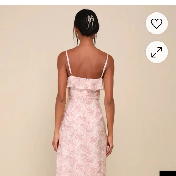 Lulus Cherished Sweetheart Dusty Pink Floral Bustier Midi Dress - Size XL - Picture 4 of 6